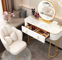 Ensemble de meubles de chambre à coucher moderne avec coiffeuse en bois de pin et miroir éclairé, coffre de rangement, nouveau design, vente chaude en gros