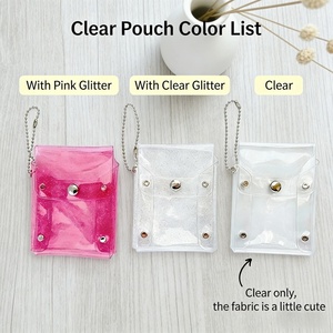 PVC EVA 미니 핑크 투명 키 립스틱 반지 가방 글리터 카드 파우치 체인 포함 - Product Image 4