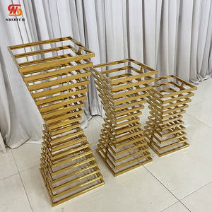 SMOOTH New Arrival Chic Gold Metal Plinths Display Set Flower Plinth <b>Stand</b> for Wedding Party Events Decoration - Product Image 1