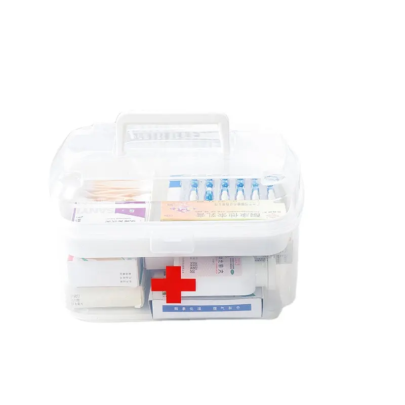 Plastic PP empty first aid box, medicine storage box for pharmacy, medicine box