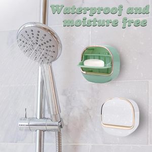 Glossy Rectangle <b>Plastic</b> Wall-Mounted <b>Large</b> Capacity Soap <b>Box</b> Drainage Sponge Drying Holder Organizer Europe Design - Product Image 4