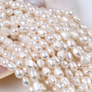 Perles d'eau douce naturelles baroques de Zhuji de 8-9 mm, perles à trous droits double face, perles dispersées, accessoires faits à la main, couleur - Product Image 5