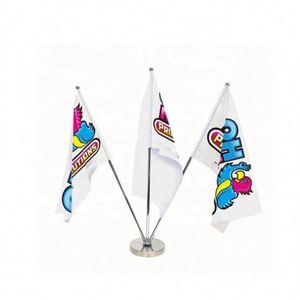 ธงชาติโพลีเอสเตอร์แบบตั้งโต๊ะสั่งทำขายส่งพร้อมฐานเสาเหล็กสแตนเลสปรับได้ พิมพ์ลายดิจิทัลสำหรับการประชุม - Product Image 5