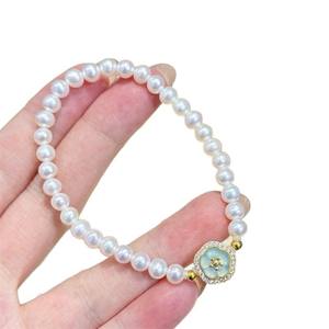 Pulsera de Perlas de Agua Dulce de Jadeíta Natural, Cuerpo Completo de Plata de Ley S925, Versátil, Elástica, Colgantes y Dijes de Perlas de Nicho Premium - Product Image 4
