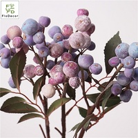 Branche de fruits artificielle en mousse de haute qualité, 45 cm, petits myrtilles et baies violettes, pour décoration de mariage, de Noël, de table et de maison
