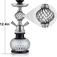 Ensemble de chicha carré de luxe en fer avec lumière LED clignotante, en plastique épais, motif loup, finition givrée, haute qualité, ensemble complet - Vente chaude