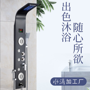 Smart Shower Set With Blue Led Light Stainless Steel Rain Shower Head 3 Handle Ceramic Valve Core - Product Image 3