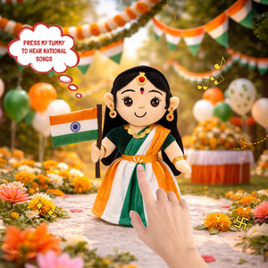 Figura Musical Bharat Mata de 30 cm, de Felpa Suave, Activada por Sonido, Patriótica, Devocional, Juguete Musical Espiritual, Nacional de la India - Product Image 6