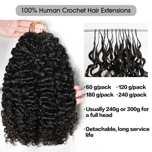 Estensioni di <span class=keywords><strong>Capelli</strong></span> Umani Ricci Birmani <span class=keywords><strong>100</strong></span>% Naturali, Onda Profonda, Senza Nodi, Pre-Separati per Intrecciare - Product Image 2
