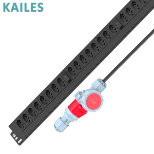מטען חשמלי בסיסי (PDU) מסדרת KAILES(KLS) K22, 32 אמפר, 3 פאזות, מתח AC 346-415VAC, 24 שקעים ברזילאים + 3 נורות חיווי חשמל מתחלפות, שחור - Product Image 4