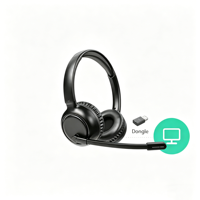 Casque sans fil 2,4 GHz pour centre d'appels, circum-auriculaire, réduction de bruit ENC, Bluetooth Hi-Fi, autonomie 10h, longue portée, faible latence, anti-interférence