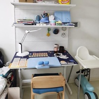 Organizador de Tablero Perforado, Estantes de Almacenamiento, Escritorio de Estudio, Escritorio para Computadora con Estantería
