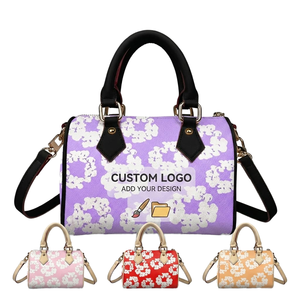 Bolso Boston Personalizado con Impresión Bajo Demanda (POD), MOQ 1 Pieza, Bolso de Mano para Mujer con Logotipo Personalizado, Impresión DIY, Lujoso, Impermeable, Portátil, de Poliéster - Product Image 1