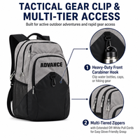 Sac à dos de sport décontracté tendance pour hommes, grande capacité, sac de voyage avec mousqueton, sac à dos d'extérieur imperméable