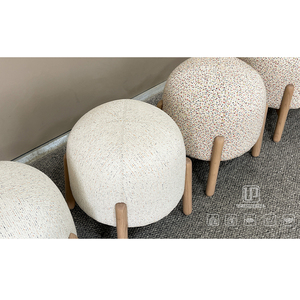 Fashion Designed Multi Scene Use of Foshan Low <b>Stools</b> & Ottomans White Fabric Round <b>Stool</b> With Wood Leg Fabric <b>Stool</b> - Product Image 6