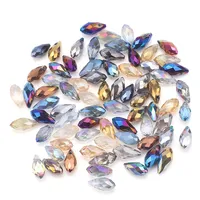 Lot de 95 perles en verre cristal plaqué, forme poire à facettes, goutte d'eau, marquise, 6x12mm, pour la fabrication de bijoux DIY, boucles d'oreilles et pendentifs