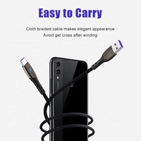 Cable DE DATOS trenzado de tela de gama alta A10L 3A 1M Luz LED Tipo C Carga rápida Micro USB para computadoras Samsung Auriculares Cobre puro