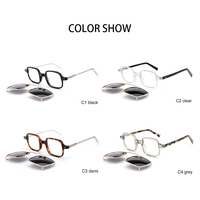 Lunettes optiques rectangulaires unisexes avec clip solaire, monture en acétate, verres en PC, légères, pour hommes et femmes, usage quotidien
