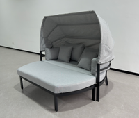 Ensemble de canapé-lit de jardin en métal moderne avec rotin en PE pour l'extérieur et le jardin