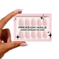 Kit de vernis à ongles en gel satiné blanc nacré français avec colle, ongles acryliques flexibles de haute qualité, minimalistes, à presser