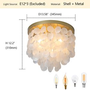 Exquisite golden <b>shell</b> ceiling lamp E12 white ceiling <b>lighting</b> - Product Image 4