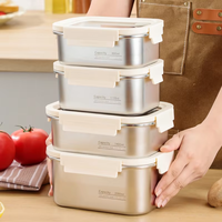 Set Wadah Penyimpanan Makanan MIXWERES 304 Stainless Steel - Anti Bocor, Dapat Digunakan di Microwave, Kotak Penyimpanan Segar untuk Persiapan Makanan di Dapur