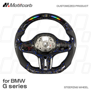 Volante LED de fibra de carbono forjado azul personalizado para BMW serie 3 4 5 6 7 8 G21 G20 G30 X3 X4 M2 M3 330i 340i 330e 2018-2024 - Product Image 2