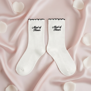 <strong>Bride</strong> Letter Ruffle <strong>Socks</strong> Black White Women Crew <strong>Socks</strong> Wedding Engagement Party Gift - Product Image 4
