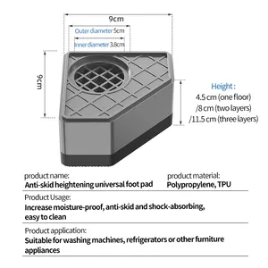 Universal Anti Vibração Pads para Máquina de Lavar-4pc Máquina de Lavar Frigorífico Móveis Fixo Raiser Stand