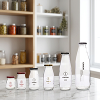 Nouvelle bouteille en verre noire et or de 150 ml avec bouchon à vis en métal transparent, vide, pour jus, boisson, lait, 100 ml, 200 ml, 250 ml, 500 ml, 1000 ml
