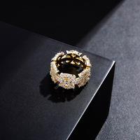 Bague Hiphop Unisexe en Argent, Or et Laiton avec Zircon, Design Chaîne Iced Out, Vente en Gros de Bijoux