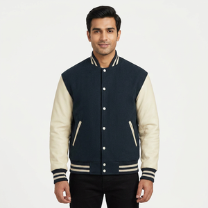 Premium Quality Letterman Varsity Jacket Cotton Sleeves Stand Collar Winter 100% Wool Low MOQ for <b>Men</b> Best Price Comfortable - Product Image 1
