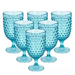 Verre à vin rouge en acrylique incassable et réutilisable, personnalisable avec logo, motif gaufré vintage unique et coloré, idéal pour les mariages et les fêtes - Product Image 1