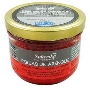 Top 350G Tarro de vidrio 17% Perlas de arenque ahumadas Roes España Natural Rojo Ahumado Arenque Perlas Roes para Canapés Guarnición - Product Image 1