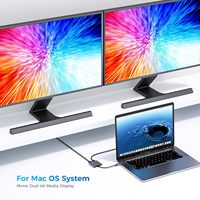 Adaptateur QGeeM 2 en 1 USB Type C vers double HDMI 2.0, MST 4K 60Hz écran unique, 4K 30Hz double écran, hub Type C pour ordinateur portable, moniteur, téléviseur