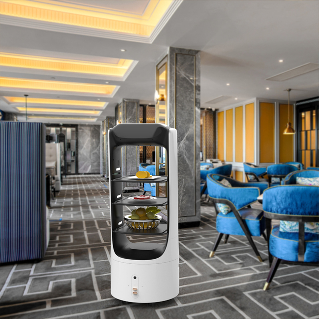 High Efficiency Delivery Robot with Voice and Autonomous Navigation Food Serving Robot Intelligent System for Restaurant Hotel