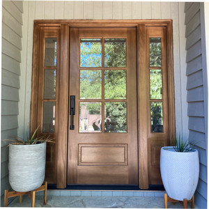 CBMMart Porte extérieure en bois de chêne massif au design traditionnel avec portes d'entrée extérieures à double vitrage obscures - Product Image 5