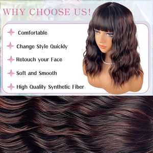 Parrucca Bob Corta Riccia <span class=keywords><strong>con</strong></span> <span class=keywords><strong>Frangia</strong></span>, Full Lace, Pre-Plucked, Attaccatura Invisibile, Senza Colla, Densità Naturale, <span class=keywords><strong>Capelli</strong></span> Sintetici - Product Image 6