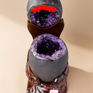 Venta al por mayor Uruguay cristal natural amatista geoda tesoro cuenco dinosaurio huevo ornamento - Product Image 4