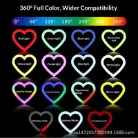 Lampe d'appoint LED RGB en forme de cœur 10/13 pouces pour photographie mobile et diffusion en direct, réglable multi-niveaux, pour embellissement