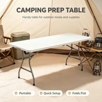 Table de banquet rectangulaire pliable de 8 pieds en HDPE avec structure en acier, légère et de haute qualité, résistante aux UV, idéale pour l'extérieur