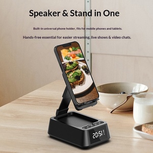 Producto en Oferta Sabris, Soporte Plegable para Teléfono Móvil con Bluetooth 5.3, Espejo HD, Reloj y Altavoz Bluetooth - Product Image 4