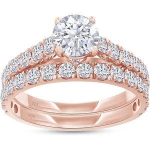 SGARIT custom <b>Ring</b> <b>Set</b> Women 1.4 Ct Round Lab Grown Diamond Engagement <b>Ring</b> With Matching Band S925 <b>sterling</b> <b>silver</b> - Product Image 1