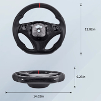 Volant en fibre de carbone en forme de D à fond plat avec poignée en cuir perforé pour BMW E90 E92 E93 E87 E9X 2005-2012