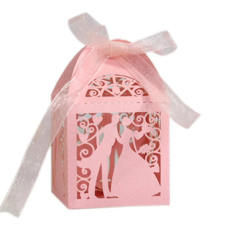 Zl Groothandel Bruid En Bruidegom Bruiloft Holle Papier Valentijnsdag Snoep Romantische Gift Box Met Lint Sluiting