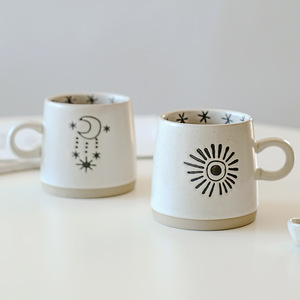 Taza <span class=keywords><strong>de</strong></span> cerámica Lelyi American Retro pintada a mano con <span class=keywords><strong>sol</strong></span> y luna, taza <span class=keywords><strong>de</strong></span> <span class=keywords><strong>café</strong></span> Simple creativa <span class=keywords><strong>de</strong></span> alto valor - Product Image 2
