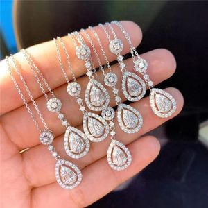 Xinfly <b>Statement</b> 18K Pure Gold Water Drop Natural Diamond Lady Bridal Fashion Jewelry Stud Earring and <b>Necklace</b> Set - Product Image 1