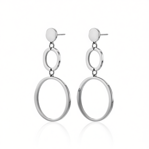 Pendientes geométricos chapados en plata de aleación de zinc Amy Amy Trendy para mujer, joyería de fiesta PE0182 - Product Image 3