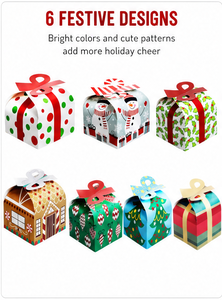 Custom Polka Dot <b>Christmas</b> Paper Gift <b>Box</b> with Ribbon Bow Handle Curve Foldable Small Candy Packaging for Holiday Wholesale - Product Image 2