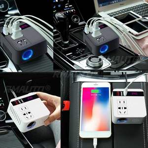 Convertisseur de courant pour voiture 150W 12V/24V vers 220V, adaptateur d'alimentation avec chargeur USB QC 3.0, charge rapide, noir - Product Image 5